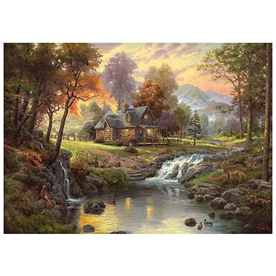 Puzzle 1000 pièces - Thomas Kinkade : Chalet au crépuscule - Schmidt
