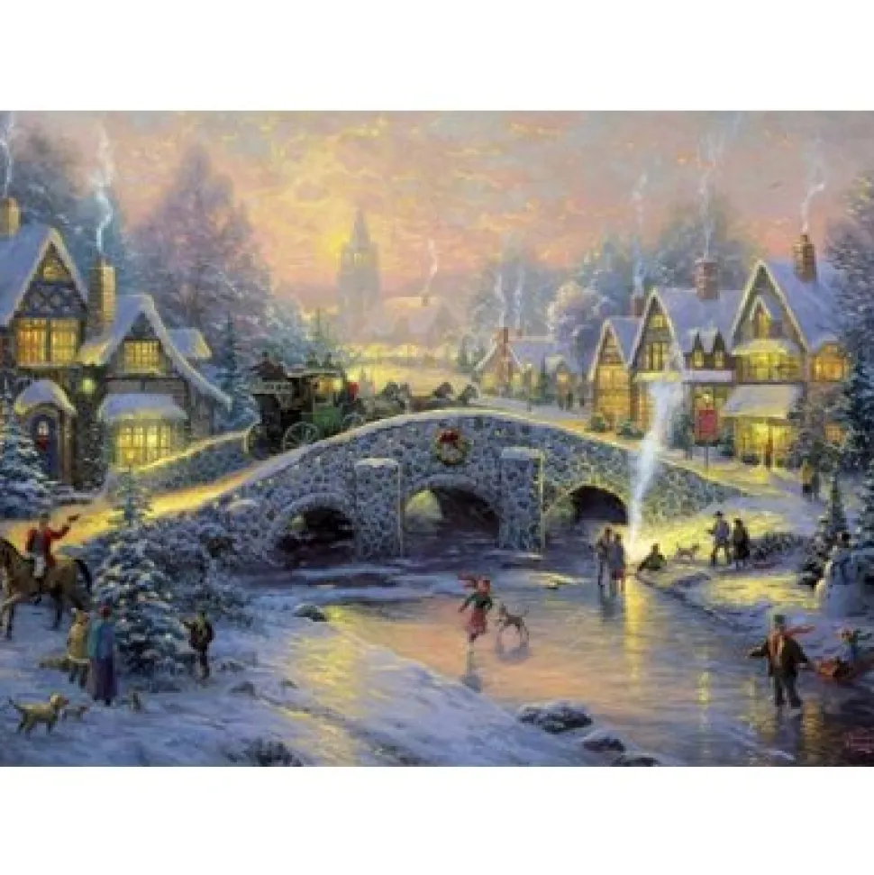 Puzzle 1000 pièces - Thomas Kinkade : Village enneigé - Schmidt