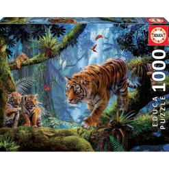 Puzzle 1000 pièces : Tigres sur l'arbre - Educa