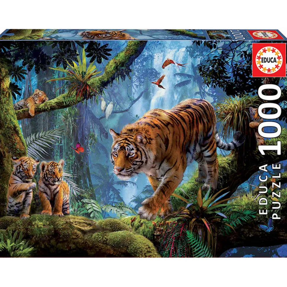 Puzzle 1000 pièces : Tigres sur l'arbre - Educa