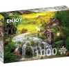 Puzzle 1000 Pièces : Une cabane en rondins au bord du ruisseau magique - EnjoyPuzzle