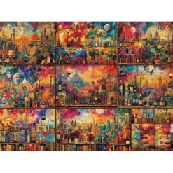 Puzzle 2000 pièces : Une pause de bon goût : livres, vins et voyages - Schmidt