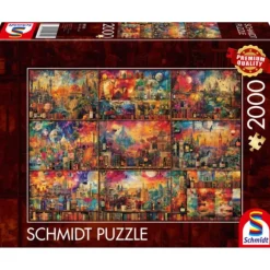 Puzzle 2000 pièces : Une pause de bon goût : livres, vins et voyages - Schmidt
