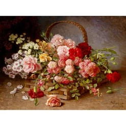 Puzzle 1000 Pièces : UnPanier de roses et d'œillets - EnjoyPuzzle