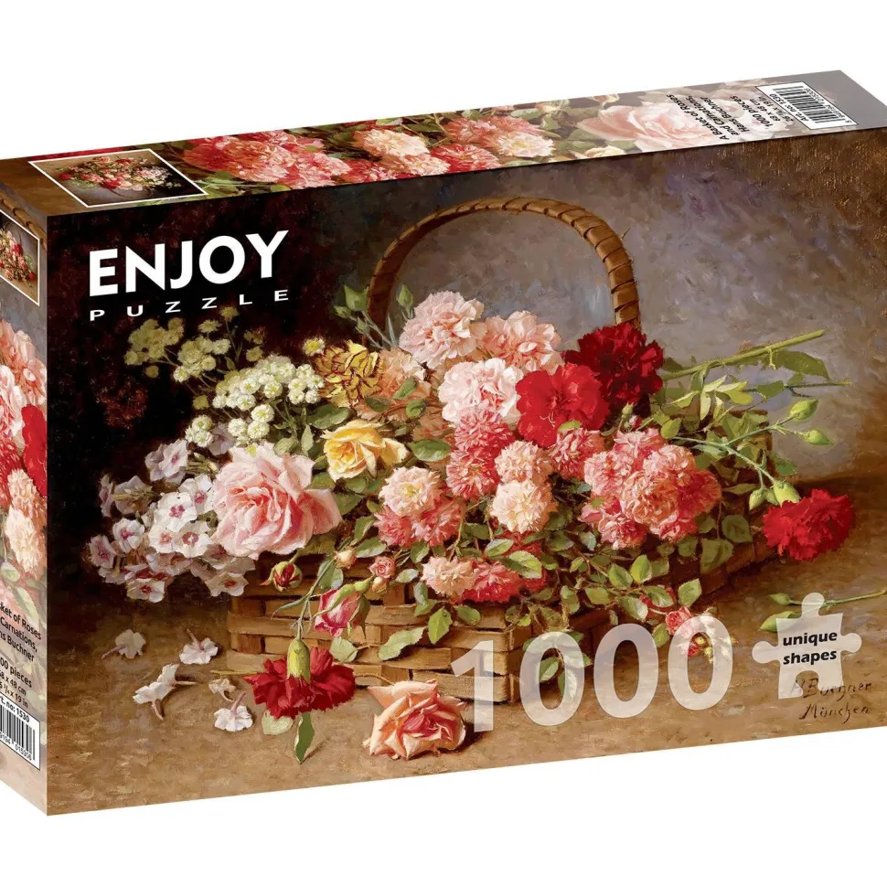 Puzzle 1000 Pièces : UnPanier de roses et d'œillets - EnjoyPuzzle