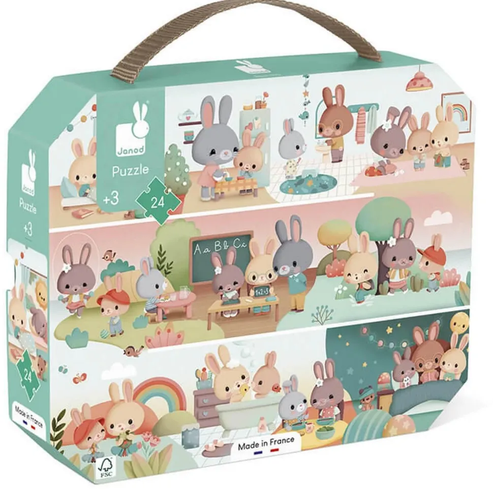Puzzle 24 pièces : valisette : une journée - Janod