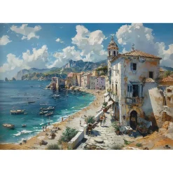 Puzzle 1000 pièces : Village en bord de mer - Anatolian