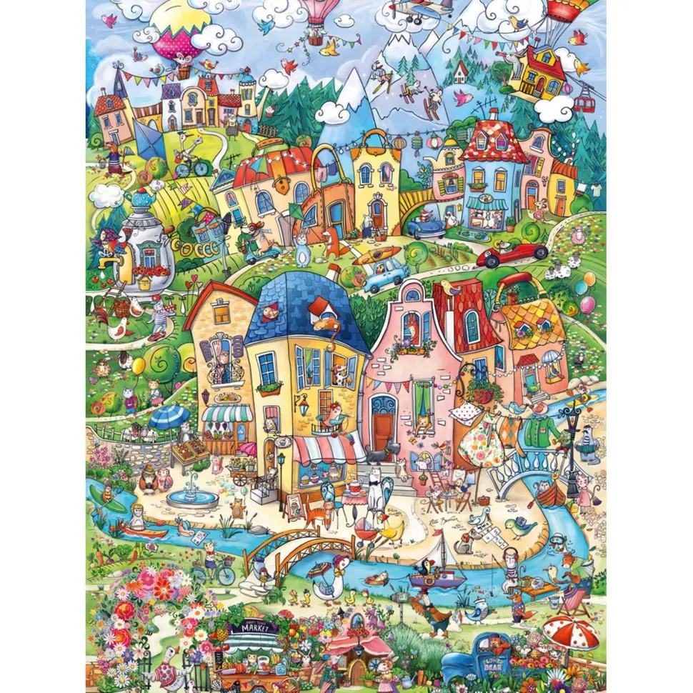 Puzzle 1000 pièces : ville joyeuse bon matin - Heye