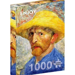 Puzzle 1000 Pièces : Vincent Van Gogh -Autoportrait au chapeau dePaille - EnjoyPuzzle