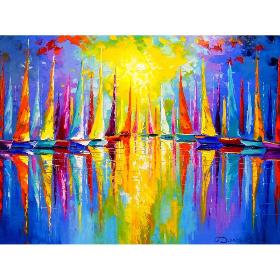 Puzzle 1000 Pièces : Voiliers arc-en-ciel - EnjoyPuzzle