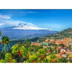 Puzzle 1000 pièces : Volcan Etna et Taormina, Sicile - EnjoyPuzzle