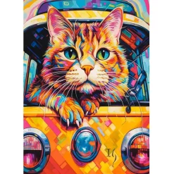 Puzzle 1000 pièces : Voyage en bus de chat - Castorland
