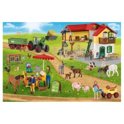 Puzzle 100 pièces avec figurine : Ferme et magasin de la ferme - Schmidt
