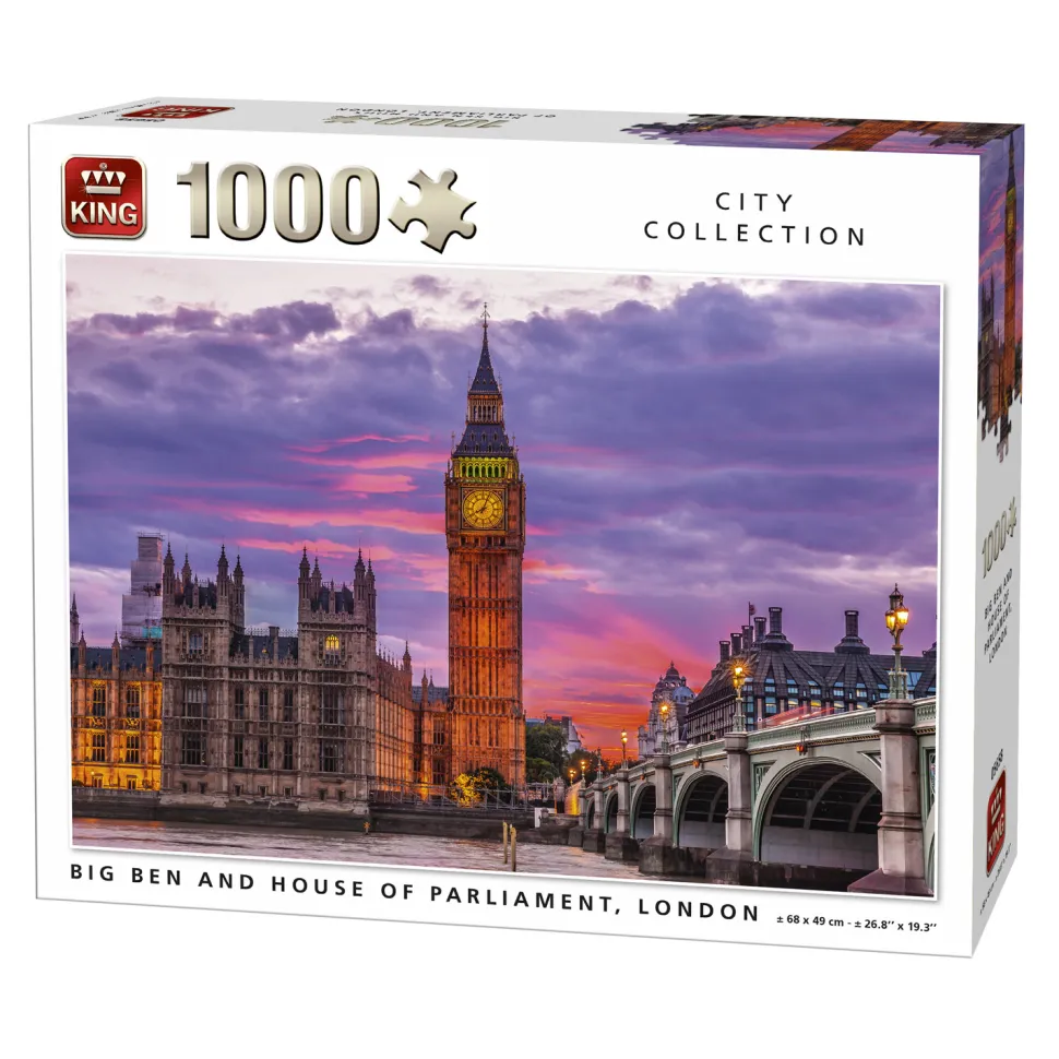 Puzzle 1000 pièces City Collection : Big Ben et Le palais de Westminster, Londres - King Puzzles