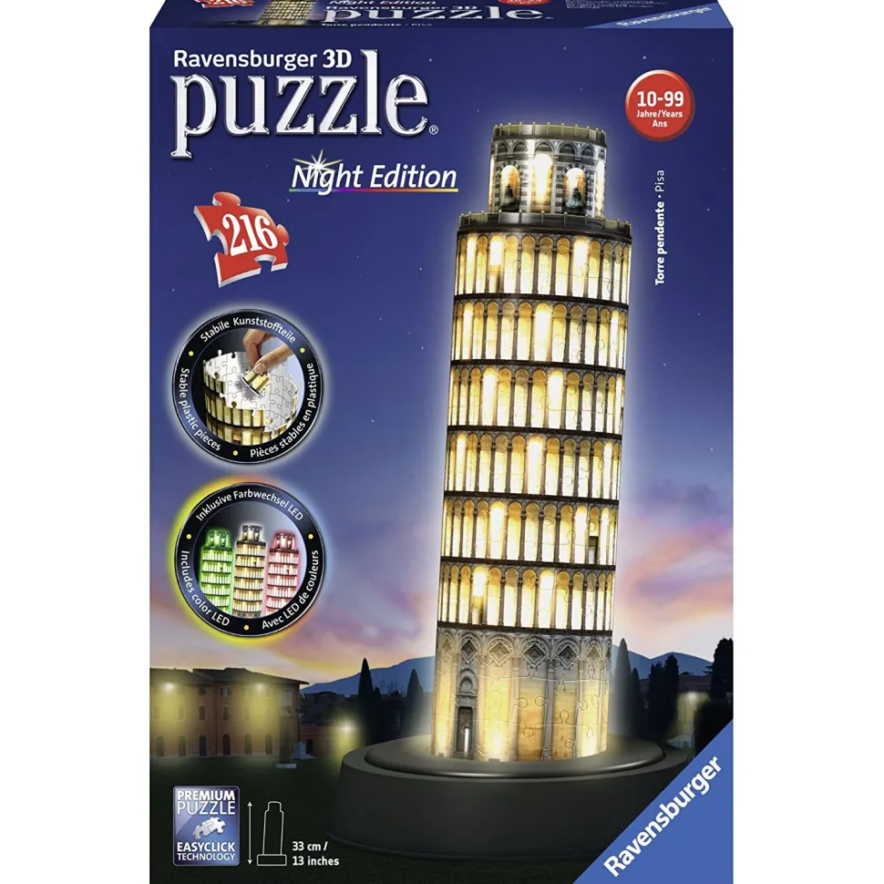 Puzzle 216 pièces 3D : Night Edition : Tour de Pise - Ravensburger