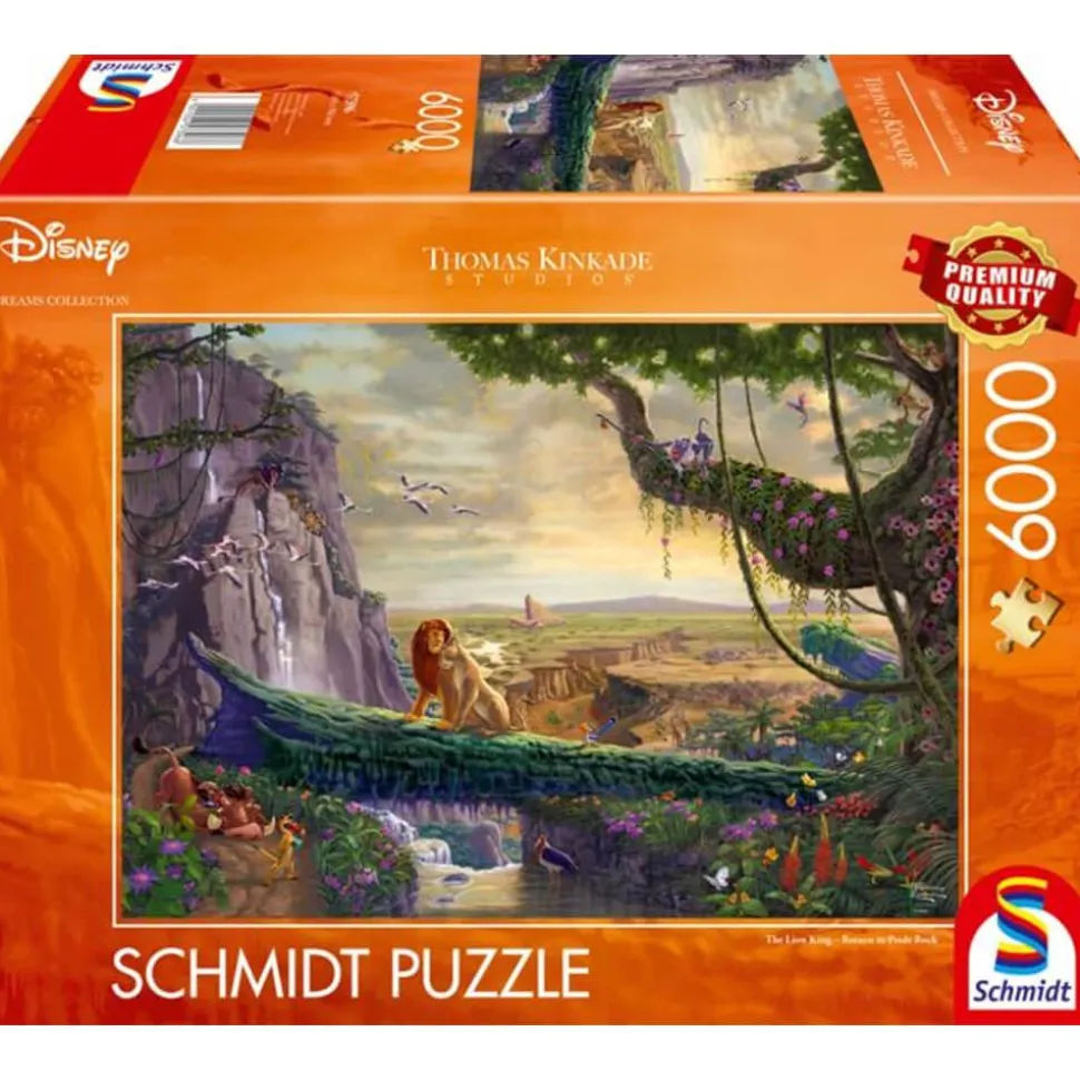 Puzzle 6000 pièces Disney : Thomas Kinkade : Le Roi Lion, Retour au rocher de la fierté - Schmidt