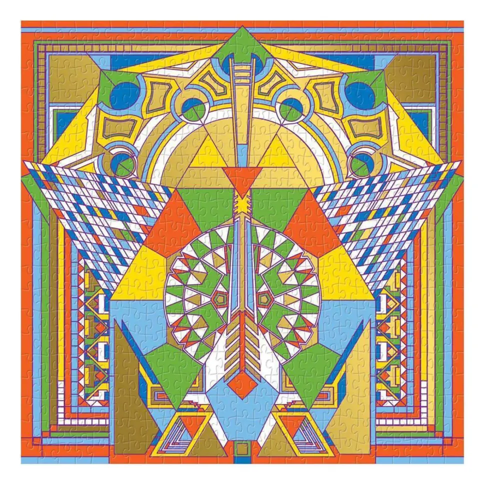 Puzzle 500 pièces effet alu : Tapis paon de l'Imperial Hotel, Frank Lloyd - Galison
