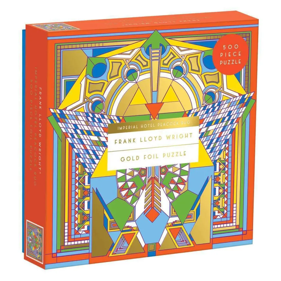Puzzle 500 pièces effet alu : Tapis paon de l'Imperial Hotel, Frank Lloyd - Galison