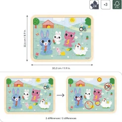 Puzzle 24 pièces en bois : A la ferme - Janod