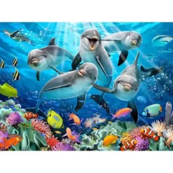 Puzzle 1010 pièces en bois : Dauphins Heureux - Wooden City