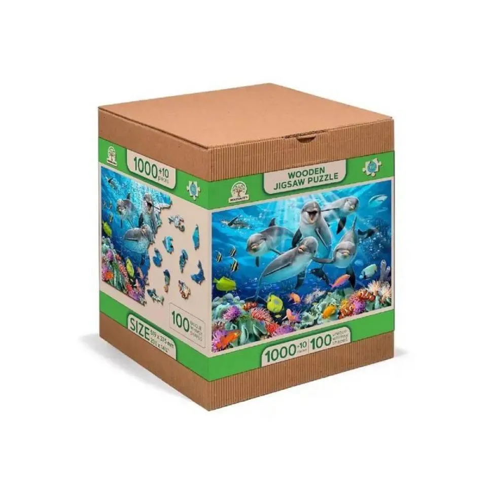 Puzzle 1010 pièces en bois : Dauphins Heureux - Wooden City