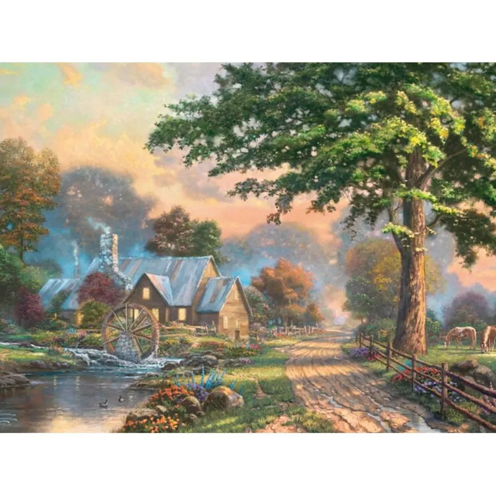 Puzzle 1000 pièces en bois : Le vieux moulin à eau - Thomas Kinkade - Schmidt