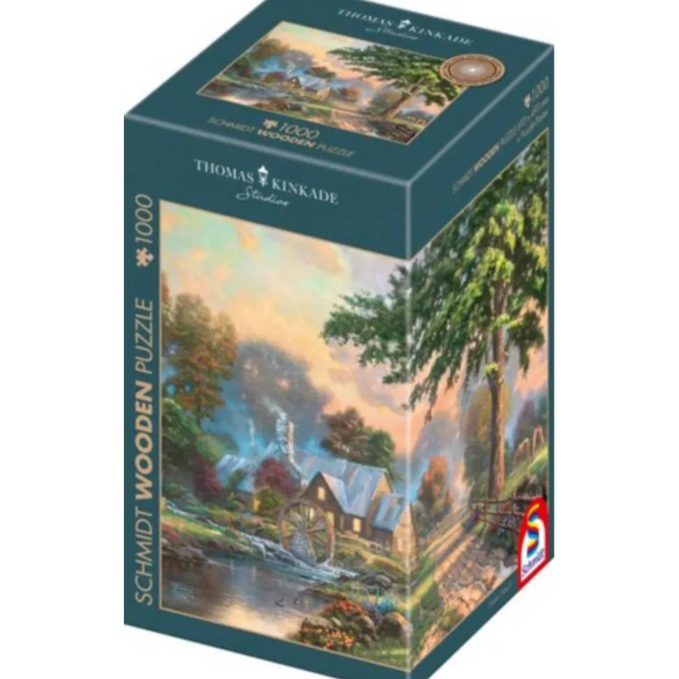 Puzzle 1000 pièces en bois : Le vieux moulin à eau - Thomas Kinkade - Schmidt