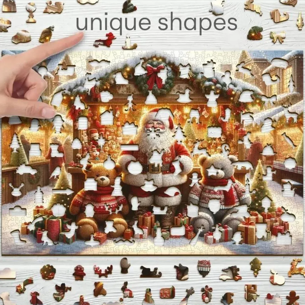 Puzzle 1010 pièces en bois : Marché de Noël - Wooden City