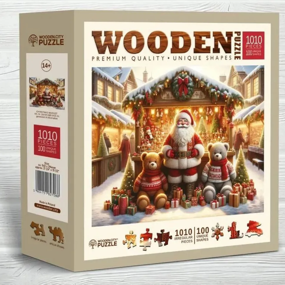 Puzzle 1010 pièces en bois : Marché de Noël - Wooden City