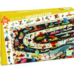 Puzzle 54 pièces et poster : Rallye automobile - Djeco