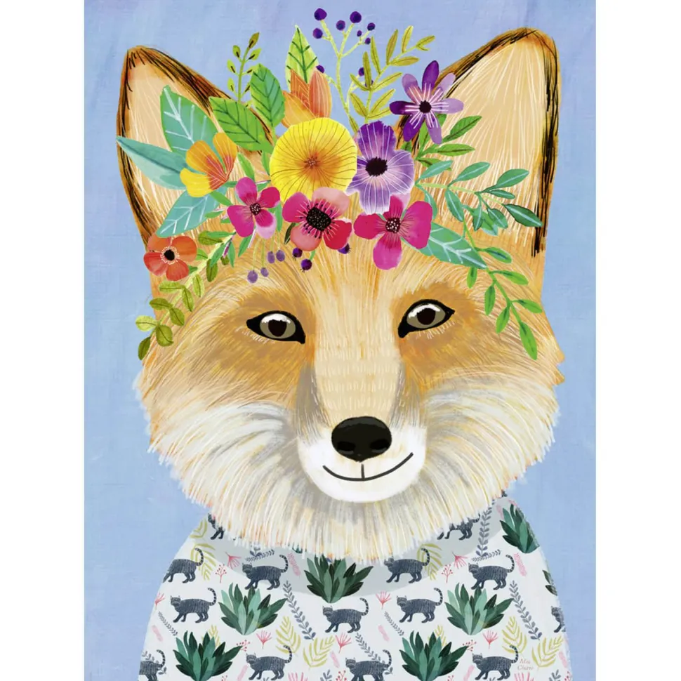 Puzzle 1000 pièces :Floral Friends : Renard amical - Heye