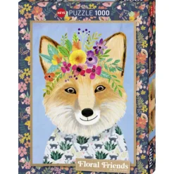 Puzzle 1000 pièces :Floral Friends : Renard amical - Heye