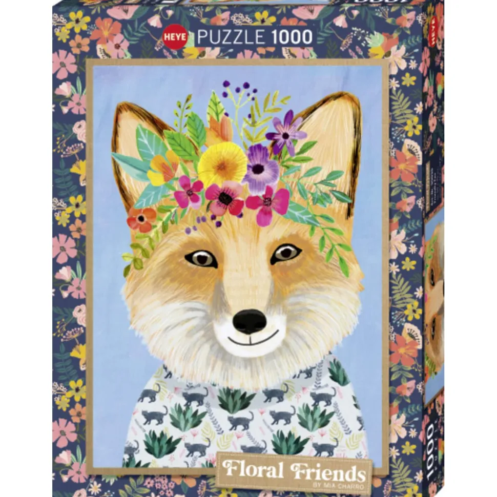 Puzzle 1000 pièces :Floral Friends : Renard amical - Heye