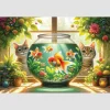 Puzzle 250 pièces/25 formes : chats et poissons - Wooden City