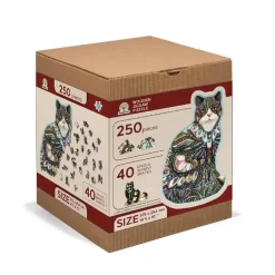Puzzle 250 pièces/40 formes en bois : Le chat Bijoux - Wooden City