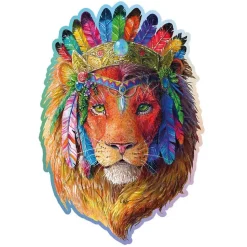 Puzzle 250 pièces/40 formes en bois : Lion Mystique - Wooden City