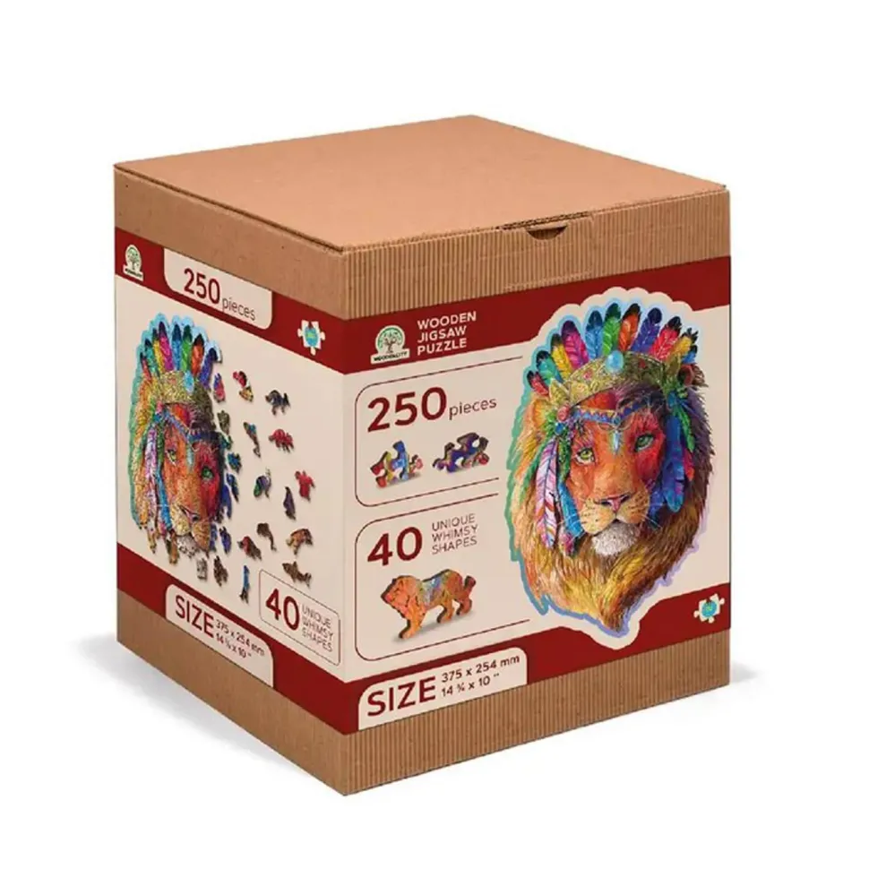 Puzzle 250 pièces/40 formes en bois : Lion Mystique - Wooden City