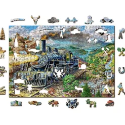 Puzzle 505 pièces/50 formes en bois : Chemin de Fer - Wooden City