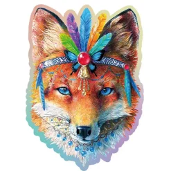 Puzzle 150 pièces/20 formes en bois : renard mystique - Wooden City