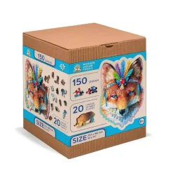Puzzle 150 pièces/20 formes en bois : renard mystique - Wooden City