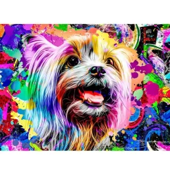 Puzzle 505 pièces/50 formes en bois : yorkshire terrier pop art - Wooden City