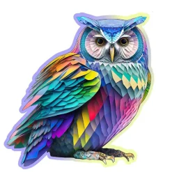 Puzzle 150 pièces/15 formes en bois : chouette colorée - Wooden City