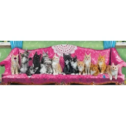 Puzzle 1000 pièces panoramique : Sofa de chatons - Eurographics