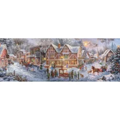Puzzle 1000 pièces panoramique : Préparation pour noël - Clementoni
