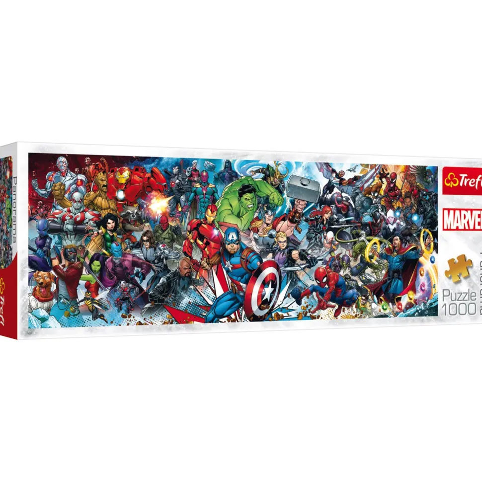 Puzzle 1000 pièces panoramique : The Avengers, Rejoignez l'univers Marvel - Trefl