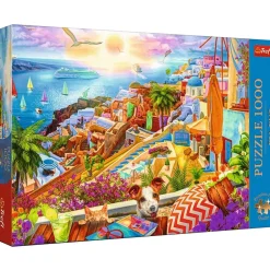 Puzzle 1000 pièces Premium Plus : Visite de Santorini - Trefl