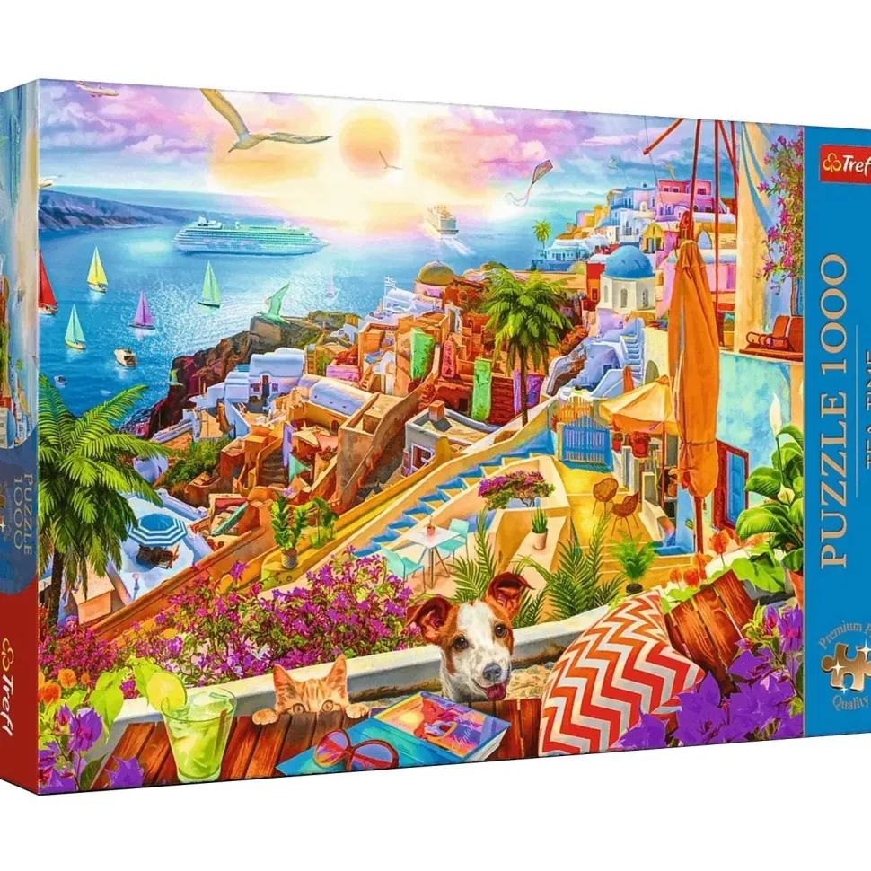 Puzzle 1000 pièces Premium Plus : Visite de Santorini - Trefl
