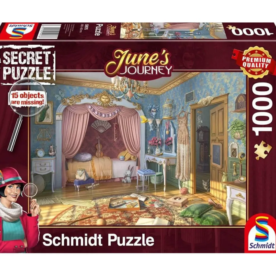 Puzzle 1000 pièces :Puzzle secret : La chambre à coucher de June - Schmidt