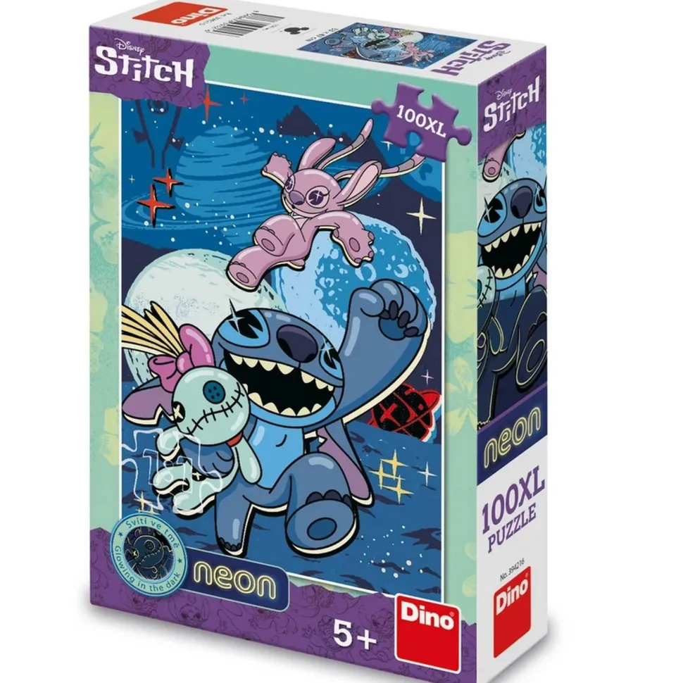 Puzzle 100 pièces XL Néon : Stitch - Dino