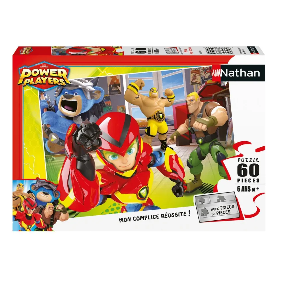 PUZZLE 60 PIECES POWER PLAYERS : PRETS POUR L'ACTION - Nathan